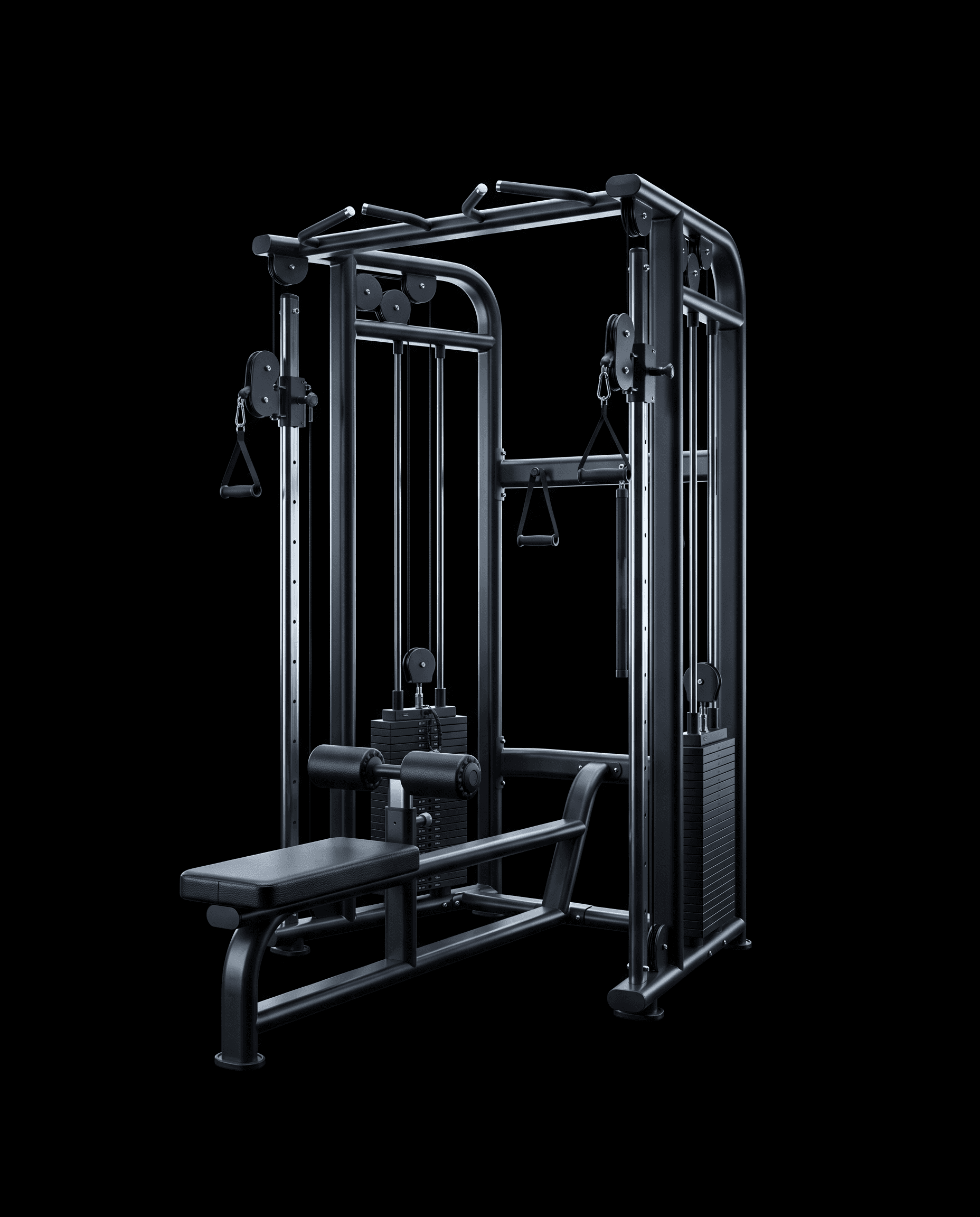 A dual-adjustable-pulley cable functional trainer