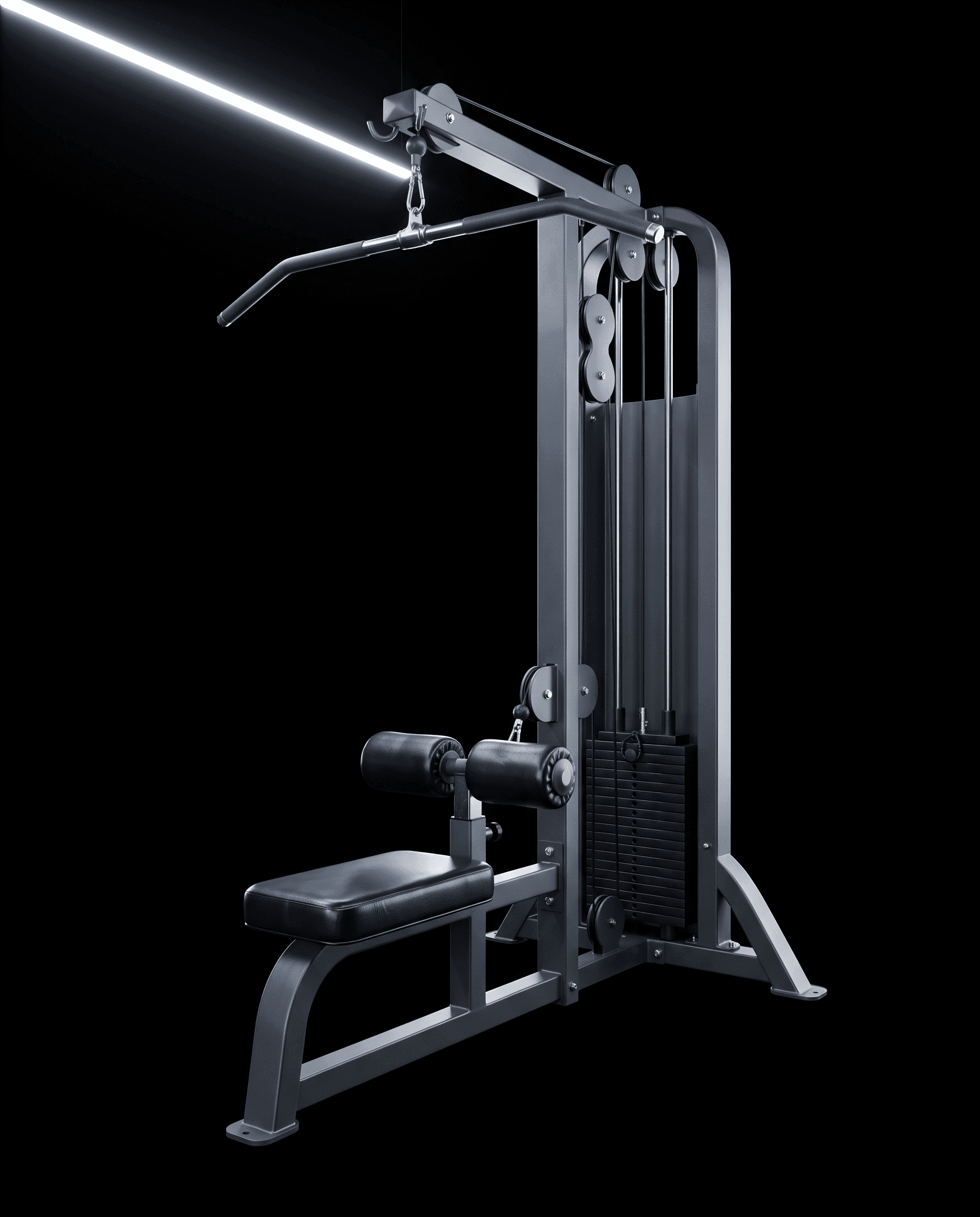 A lat pulldown cable machine