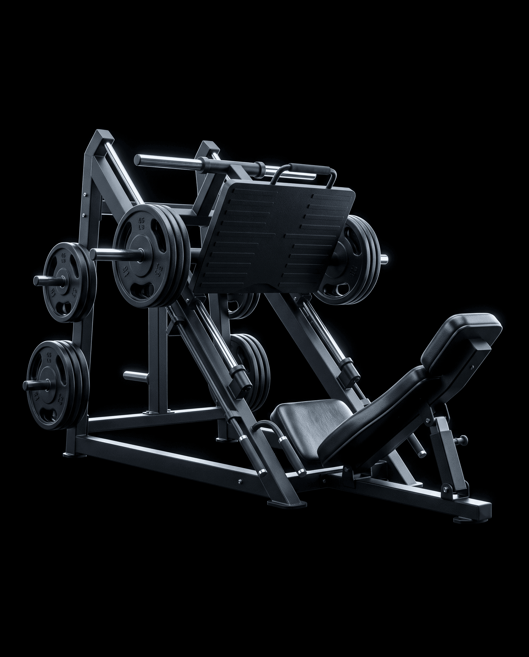 A 45-degree plate-loaded leg press machine